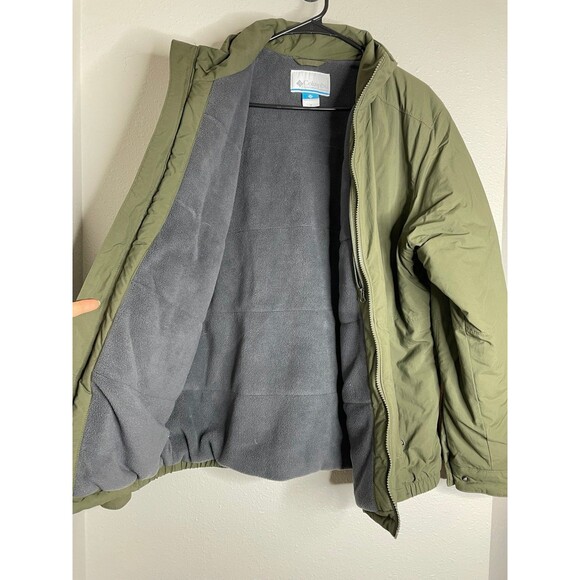 Columbia Men’s Olive Fleece Lined Winter Jacket Medium Warm Insulated Nylon Coat - Picture 4 of 6